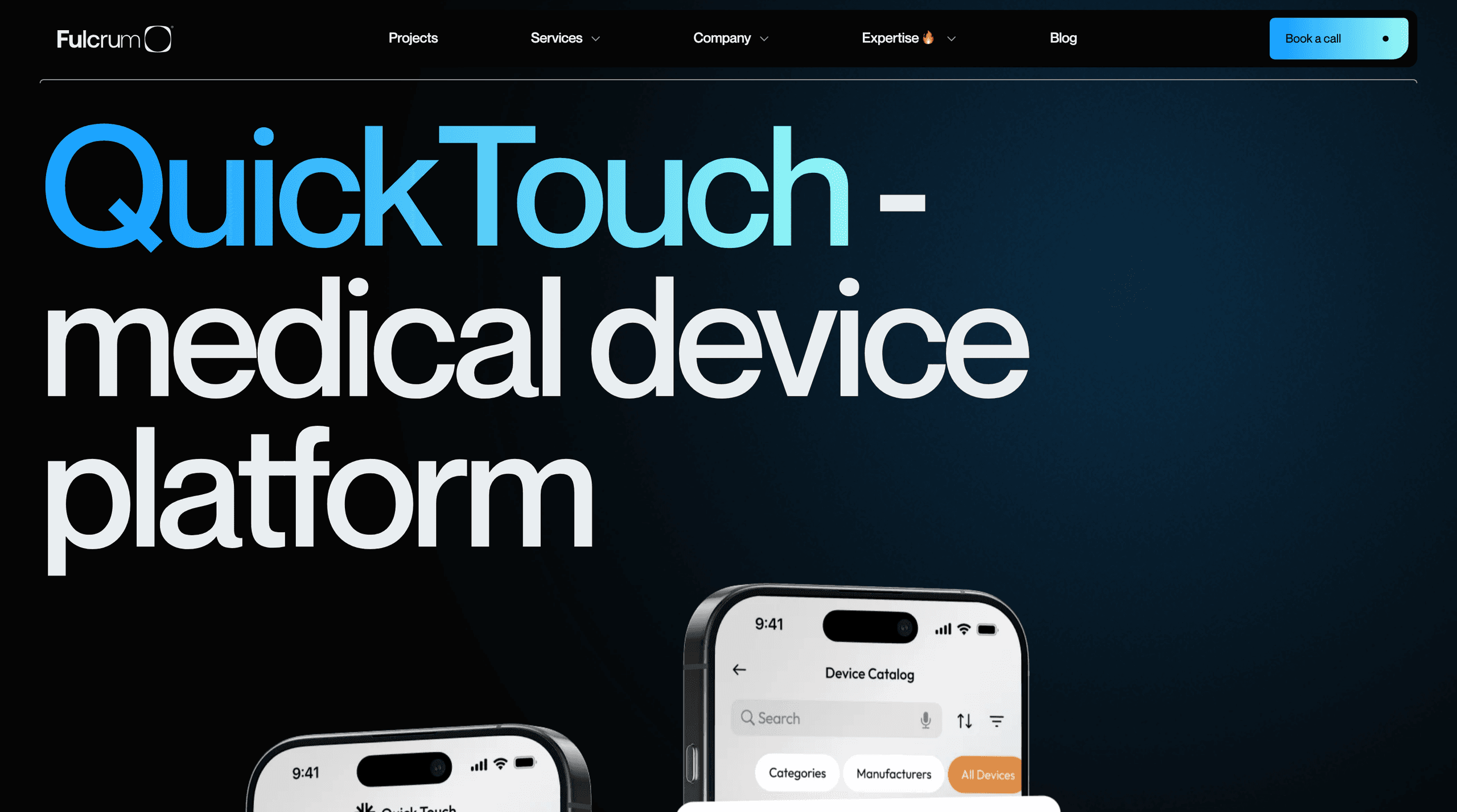The QuickTouch case page — exactly the kind of page the agent builds: from the theme's own blocks, inside their design system, in their tone of voice.
