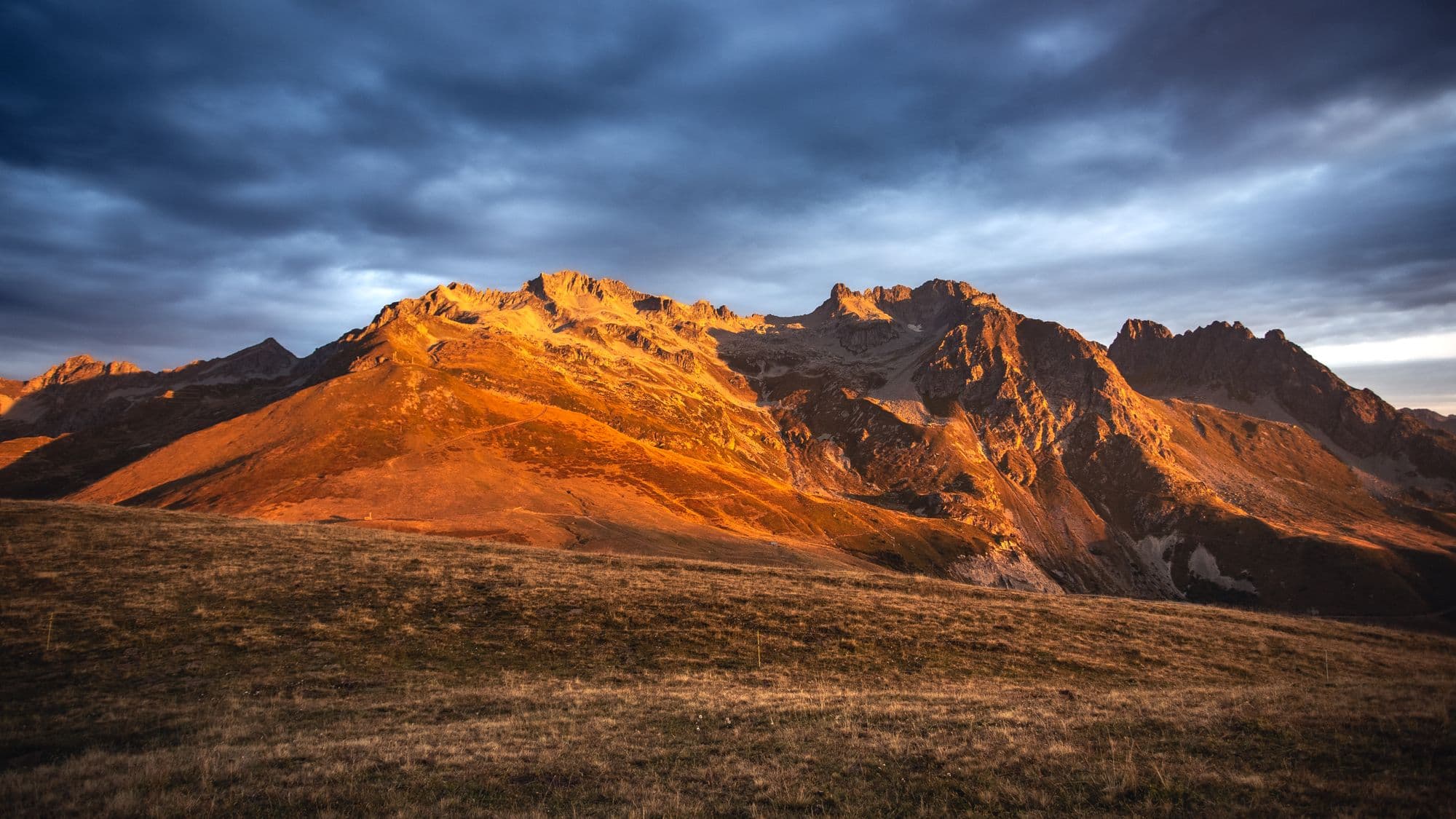 Golden-hour light on a mountain range